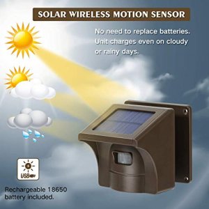 Emacros 1/2 Mile Long Range Solar Wireless Driveway Alarm Outdoor Weather Resistant Motion Sensor & Detector-Security Alert System-Monitor & Protect