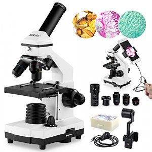 100X-2000X Microscopes For Kids Students Adults, With Microscope Slides Set, Phone Adapter, Powerful Biological Microscopes For School Laboratory Hom