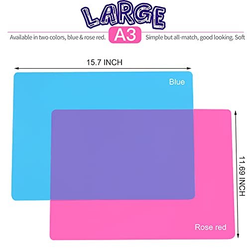  3 Pack A3 Large Silicone Mats For Crafts, 157x 11.7 Silicone  Mat, Silicone Craft Mat For Resin Molds, Nonstick Silicone Sheet Mat For  Clay Resin Glue Painting Crafts, Blue 