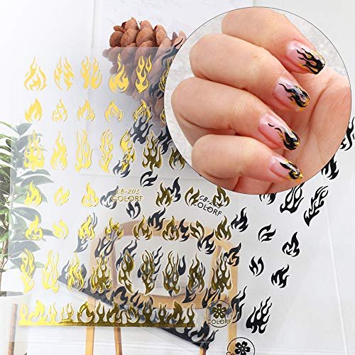 16 Color Nail Flame Stickers Nail Holographic Flame Hollow Stickers Fire  Manicure Stickers Nail Decoration - Stickers & Decals - AliExpress