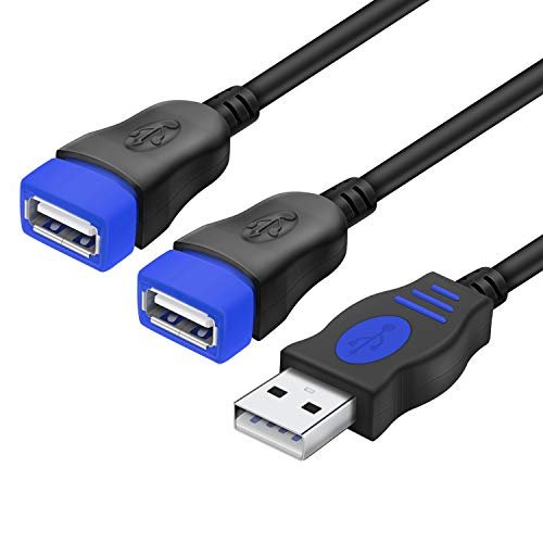 ANDTOBO USB Splitter, USB 2.0 Y Splitter Charger Cable 1 Male to 2 Female  Power Cord Extension Hub Adapter for Car/Laptop/LED Etc,Navy
