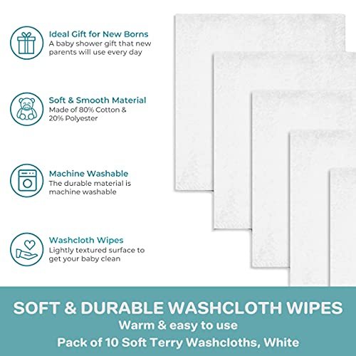 Spasilk 10 Pack Washcloths, White