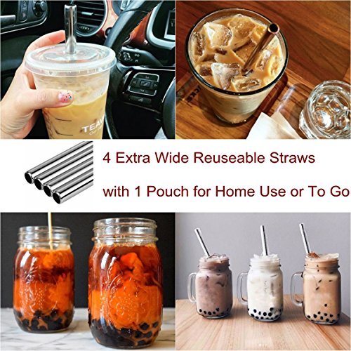 Littlegood Extra Wide Stainless Steel Reusable Straws 1/2 Metal Drinking  Straw Fat Boba Tea Thick Smoothie Milkshake Straws for Tapioca Pearl Bubble  - Imported Products from USA - iBhejo