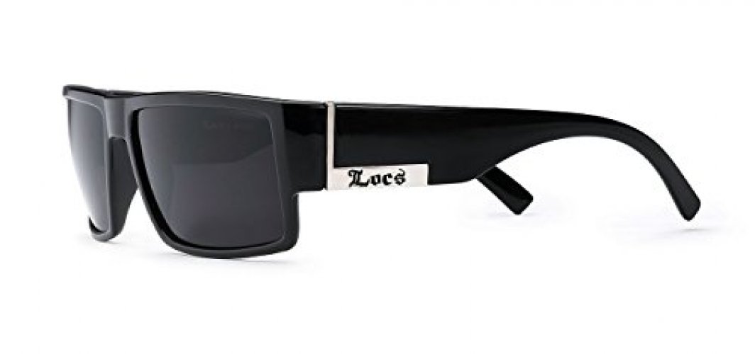 Locs Mens Flat Top Gangster Sunglasses Black Silver Frame 91026