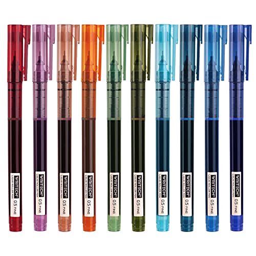 10 Assorted Color Retractable Gel Ink Pens, 0.5mm Fine Point Quick Dry ,  Unique Vintage Color Pen For Journaling, Drawing, Doodling, and Notetaking