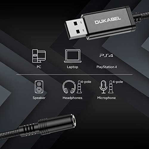 DUKABEL USB to 3.5mm Jack Audio Adapter, USB to Aux Cable with TRRS 4-Pole  Mic-Supported USB to Headphone AUX Adapter Built-in Chip External Sound Ca  - Imported Products from USA - iBhejo