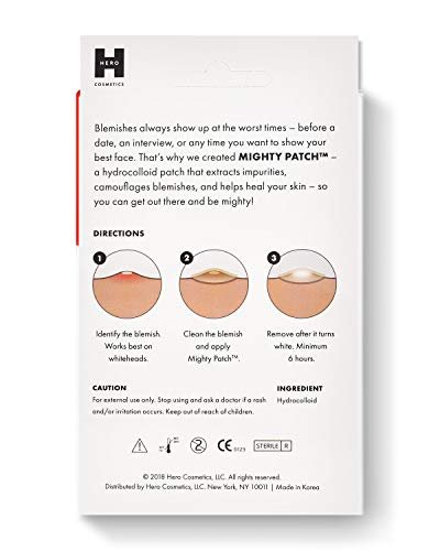 Mighty Patch Original from Hero Cosmetics - Hydrocolloid Acne Pimple Patch for Covering Zits and Blemishes, Spot Stickers for Face and Skin, Vegan