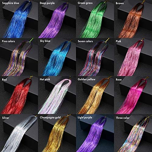 16 Color 3200 Strands 48 Hair Tinsel Strands, Sparkling Shiny Fairy Hair  Tinsel with Hair Extension Kit Pliers Pulling Hook Bead Device 200pcs Black  - Shop Imported Products from USA to India Online - iBhejo