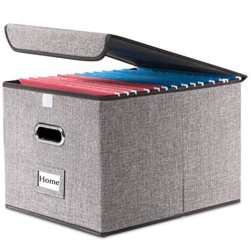 Decorative File Organizer Box Office Document Storage with Lid, Portable  Collapsible Linen Hanging Filing & Storage Boxes for Office/Decor/Home  (Royal