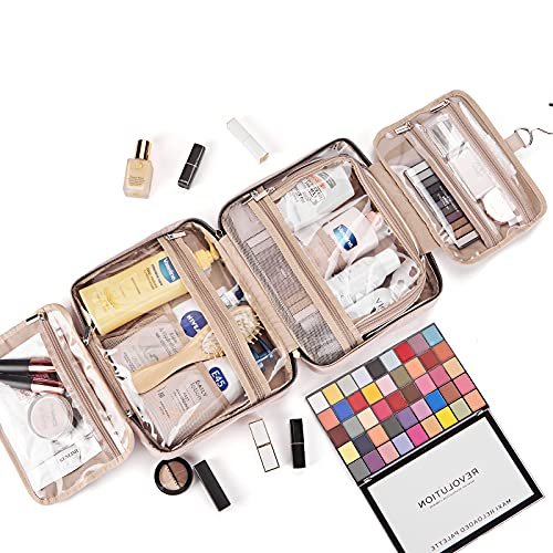 NISHEL Large Hanging Travel Toiletry Bag, Portable Makeup Organizer,  Cosmetic Holder for Brushes Set, Full-Sized Shampoo, Conditioner,  Accessories, Black