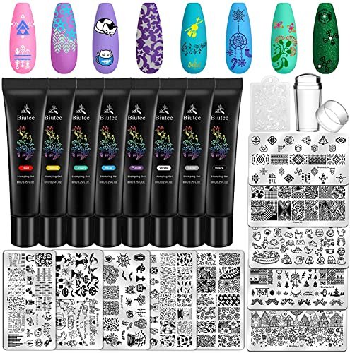 Biutee Nail Stamping Plates Set 8 pcs Nail Stamping Polish Gel 10pcs  Templates with Stamper Nail Art Plates Set Animal Flower Design - Shop  Imported Products from USA to India Online - iBhejo