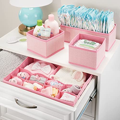 mDesign Fabric Drawer Organizer Bins, Kids/Baby Nursery Dresser, Closet,  Shelf, Playroom Organization, Hold Clothes, Toys, Diapers, Bibs, Blankets