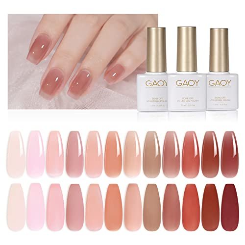 Makartt Gel Nail Polish Set, 6 Colors Brown Nude Pink Gel Nail Kit Glossy  Shine Gel Soak Off UV Nail Gel Polish Nail Art Beauty Gift Sets