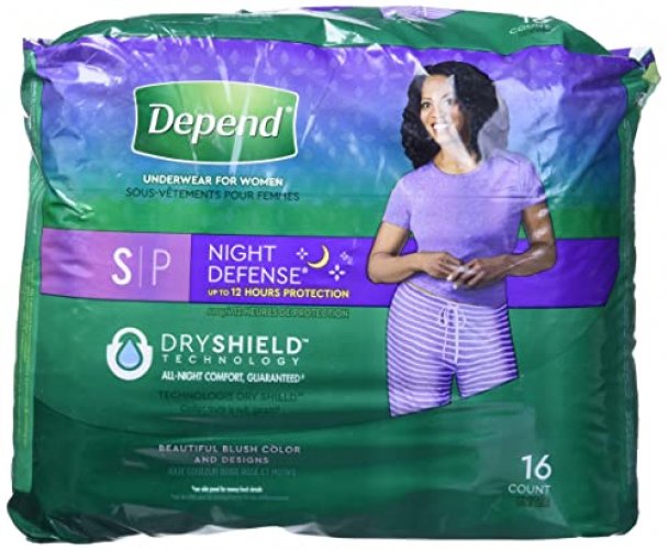 Depend Night Defense Adult Incontinence Underwear for Women, Disposable,  Overnight, Small, Blush, 16 Count : : Health & Personal Care