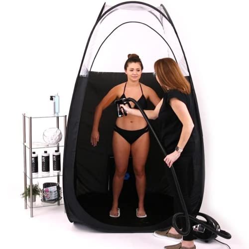 Naked Sun Black Spray Tan Tent - Pop Up Portable Professional Self Tanning  Booth with Carry Bag Waterproof Floor and Extraction Fan Opening - Sunless