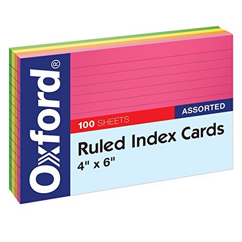 Ruled Colored Index Cards, 4 X 6 100 count