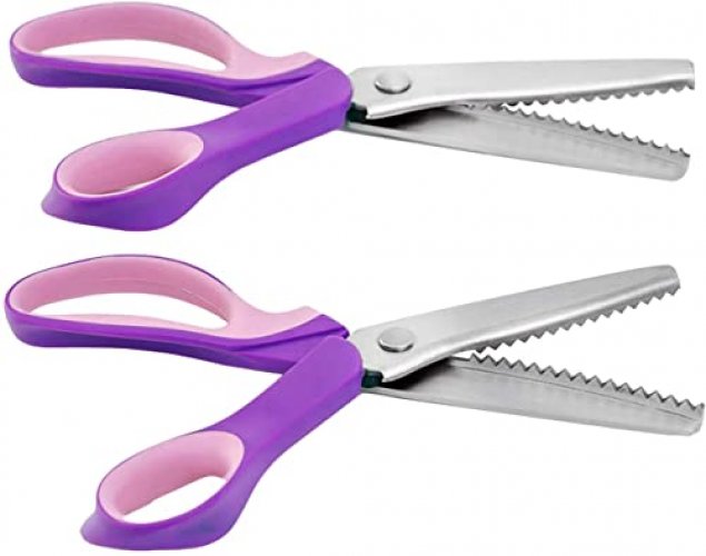 Pinking Shears Scissors for Fabric, 2-Piece Bundle of Zig Zag