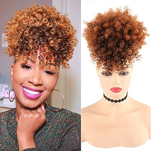 Afro Curly Ponytail Puff Balls Drawstring Short Ponytail Hair Extensions  For Women