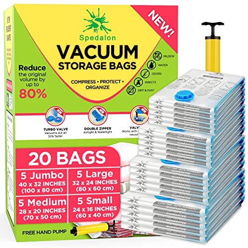 20 Space Saver Vacuum Storage Bags for Clothes, Blanket, Comforter,  Bedding, Pillow, Mattress, Quilts (5x Jumbo, Large, Medium, Small) Moving  Compres - Imported Products from USA - iBhejo