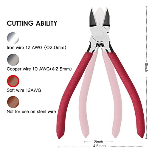 4.5 Inch Precision Mini Side Cutter Cutters Snip Pliers Model Making Jewelry  Wire Work Cable Cut Spring Loaded Soft Grip Hobby Craft Tool 