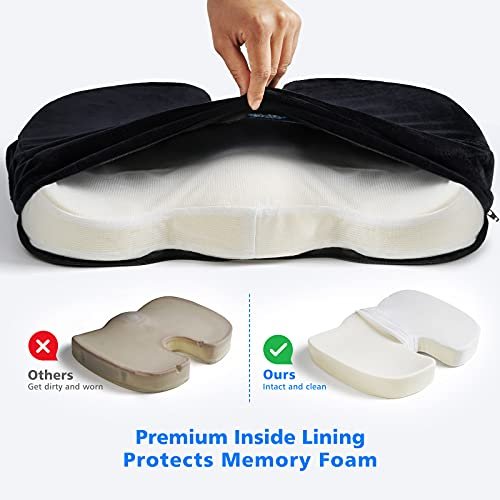 Seat Cushion, Office Chair Cushions Butt Pillow For Car Long Sitting,  Memory Foam Chair Pad For Back, Coccyx, Tailbone Pain Relief (black)