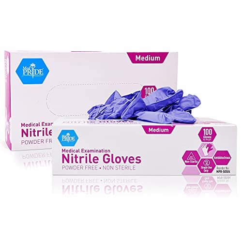 MedPride Powder-Free Nitrile Exam Gloves, Medium, Box/100 - Imported