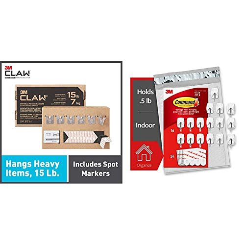 3M Claw Drywall Picture Hangers Holds 15 lb. & Command Wire Hooks, Small,  16-Hooks - Imported Products from USA - iBhejo
