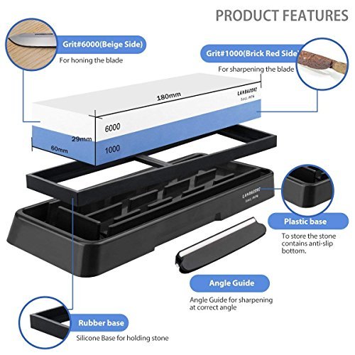 Knife Sharpening Stone 1000/6000 Non-Slip Dual Whetstone Set