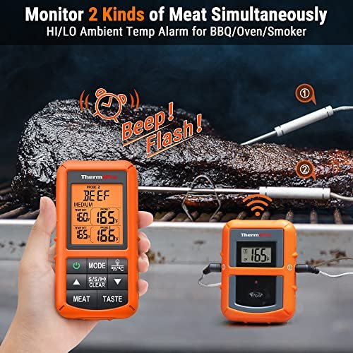 ThermoPro Digital Meat Thermometer with Dual Probes and Timer Mode Grill Smoker Thermometer