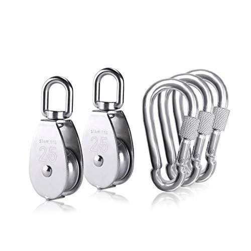 2Pcs M25 Single Pulley Block With 3Pcs Spring Snap Hook Carabiner, Heavy  Duty 304 Stainless Steel Pulley Roller & 3'' Spring Snap Hooks, Pully Crane  - Imported Products from USA - iBhejo