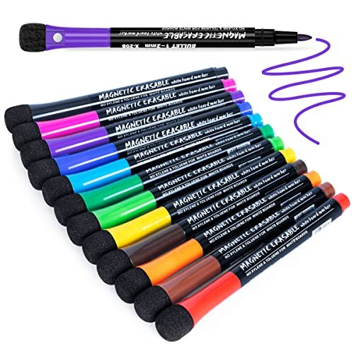 Magnetic Dry Erase Markers Fine Point Tip, 12 Colors White Board Marker  With Eraser Cap, Low Odor Whiteboard Thin For Kids Teachers Office School  Sup - Imported Products from USA - iBhejo