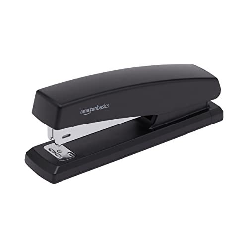 Basics Stapler with 1000 Staples, Office Stapler, 25 Sheet Capacity,  Non-Slip, Black