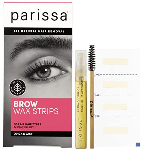 Parissa Eyebrow 32 Biodegradable Wax Strips Kit for AtHome Hair Removal with ReadytoUse Mini