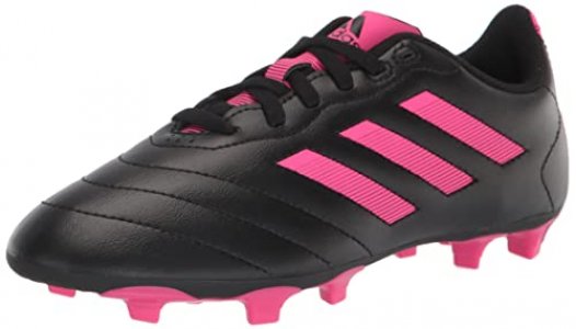 adidas Goletto VIII Firm Ground Soccer Shoe, Core Black/Team Shock Pink/Core Black, 13 US Unisex Little Kid