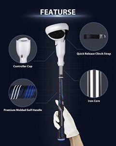 Amavasion VR Golf Club Handle Accessories Compatible with Meta /Oculus Quest 2 Enhance Immersive VR Game Experience (Black/Blue)
