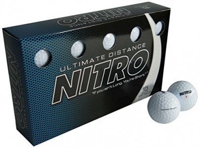 Nitro Long Distance High-Durability Golf Balls (15PK) All Levels Ultimate Distance Titanium Core High Velocity Great Stop & Sticking Ability Golf Bal