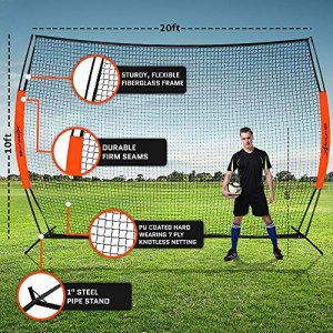 ACELETIQS 20 x 10 Feet Lacrosse Net, Lacrosse Backstop , Baseball Softball Practice, Perfect Training Net, Soccer Net, Basketball Net, Baseball Net, 