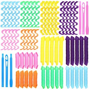 60 Pcs No Heat Hair Curlers Rollers Spiral Curls Styling Kit Two Styles Heatless Curlers No Heat Wave Curlers DIY Wave Style Hair Rollers for Women K
