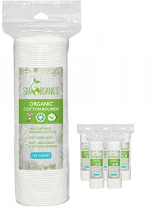 Cotton Rounds Organic by Sky Organics (500 ct. 5 x 100), Fragrance & Chlorine-Free Cotton Pads, 100% Biodegradable Ultra Absorbent Cotton Pads, Cruel