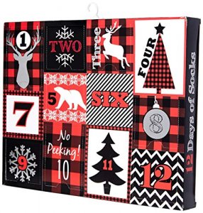 Jacques Moret mens Men's Holiday Advent Box Socks, Black, 10 13 US