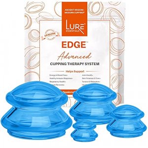 Lure Essentials Edge Cupping Set for Home Use and Massage Therapists, Silicone Cupping Sets for Cellulite Reduction and Cupping Therapy (Set of 4, Bl