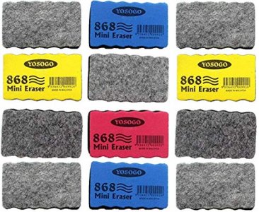 Mini Sized Dry-Erase Whiteboard Eraser - Perfect Small Whiteboard Erasers for Classroom, Home and Office - Pack of 12