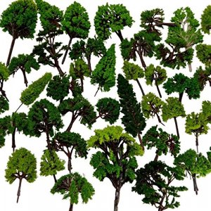 NW 32pcs 0.79-6.30inch Mixed Model Trees Accessories Model Train Scenery Architecture Trees Model Scenery with No Stands(All Green)