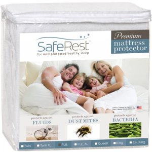 SafeRest Mattress Protector Full -College Dorm Room, New Home, First Apartment Essentials -Cotton, Waterproof Mattress Cover Protectors -White