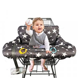 Shopping Cart Cover for Baby, 100% Cotton Sitting Area, with Bottle Strap and 6.5