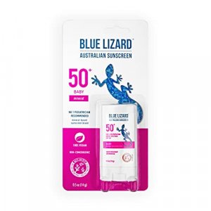 BLUE LIZARD Mineral Sunscreen Stick with Zinc Oxide SPF 50+ Water Resistant UVAUVB Protection Easy to Apply Fragrance Free.5 oz, Baby, Unscented, 0.5