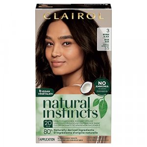 Clairol Natural Instincts Demi-Permanent Hair Dye, 3 Brown Black Hair Color, Pack of 1