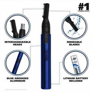Wahl Lithium Two-in-One Pen Detail Trimmer for Nose, Ear, Neckline, Eyebrow, & Other Detailing - Blue - by The Brand Used by Professionals - Model 56