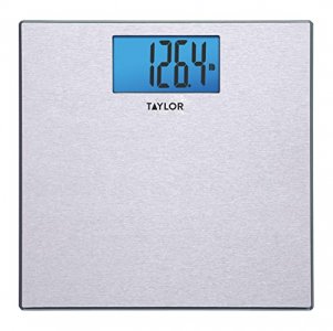 Taylor Precision Products Digital Scales for Body Weight, Highly Accurate 400 LB Capacity, Unique Blue LCD, Auto on and Off Scale, 11.8 x 11.8 Inches