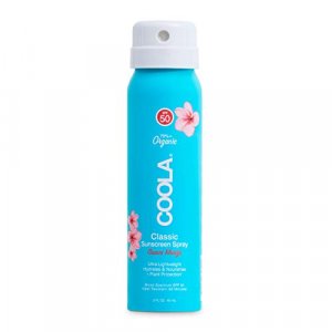 COOLA Organic Sunscreen SPF 50 Sunblock Spray, Dermatologist Tested Skin Care for Daily Protection, Vegan and Gluten Free, Guava Mango, Travel Size,